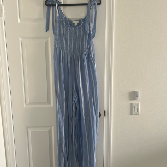 Blue and White Striped Jumpsuit - Picture 1 of 6